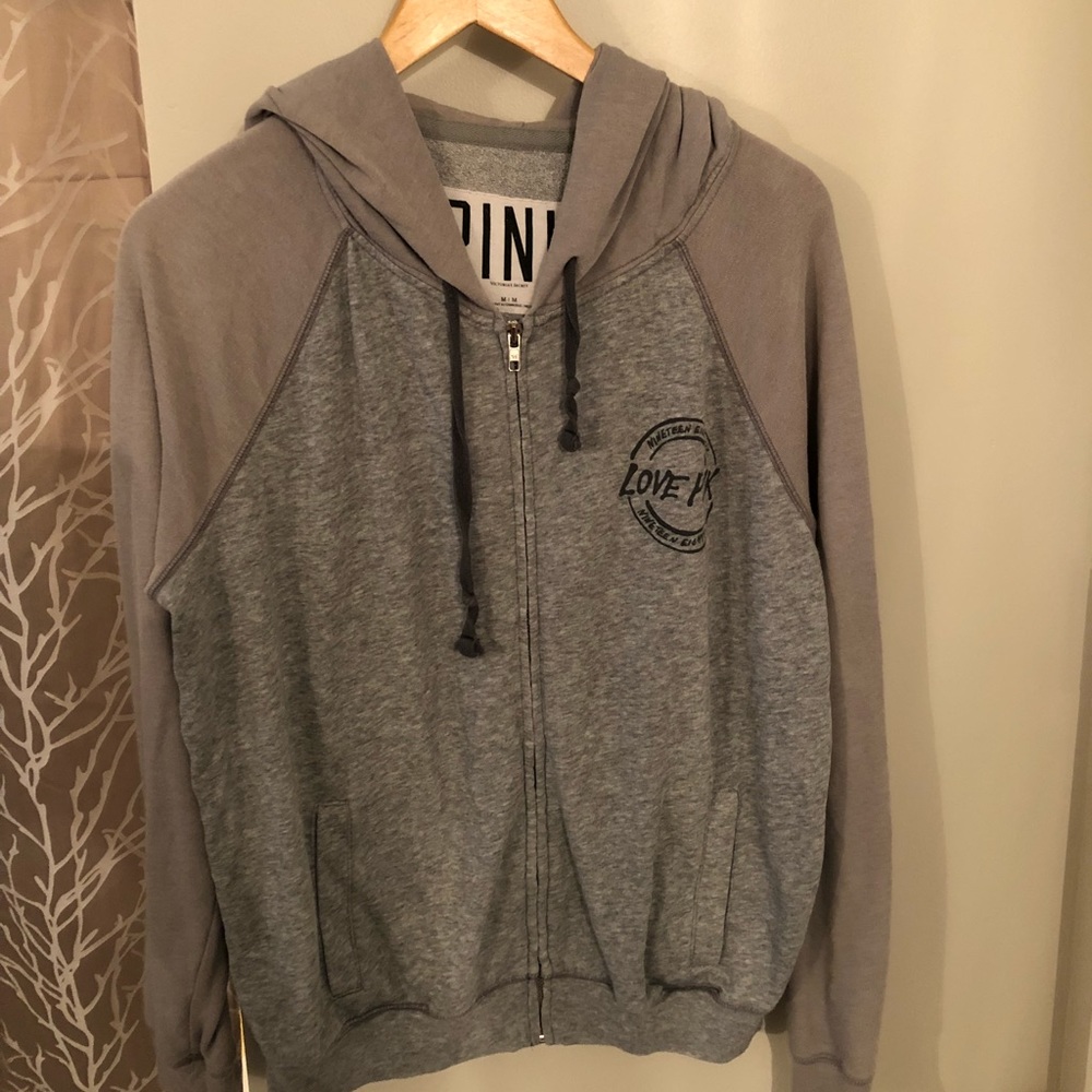 VS Pink heather grey slouchy light zip jacket